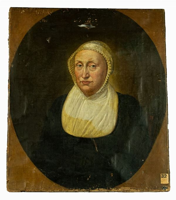 Gijsbertus Van Den Berg - &quot;Portrait of a noblewoman with bonnet&quot;