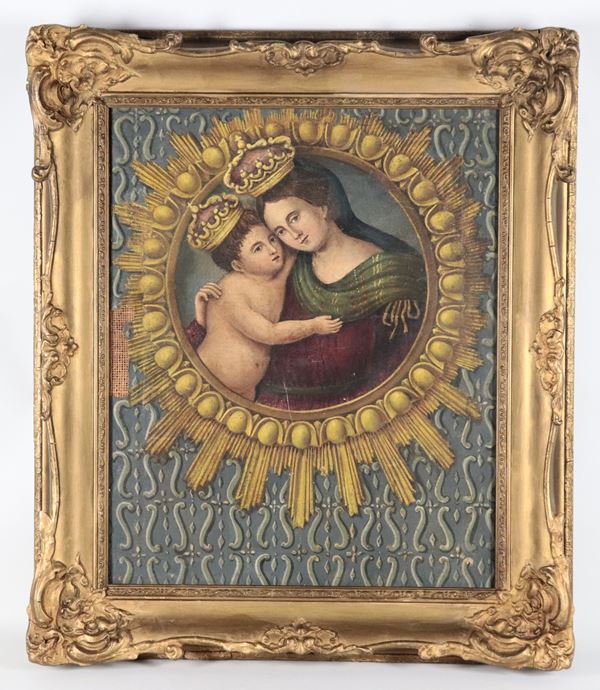 Scuola Italiana XIX Secolo - "Madonna della Fiducia con Gesù Bambino" 
