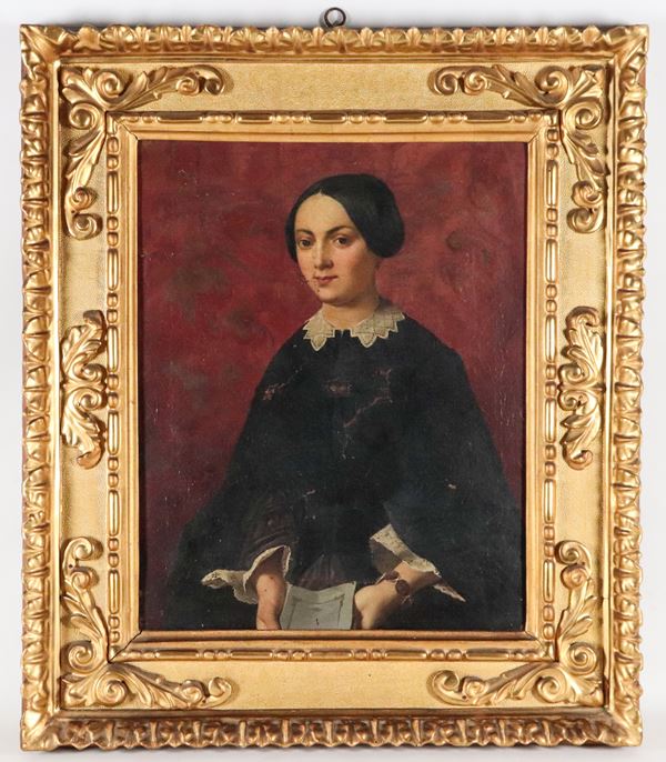 Scuola Italiana XIX Secolo - "Ritratto di giovane ragazza"