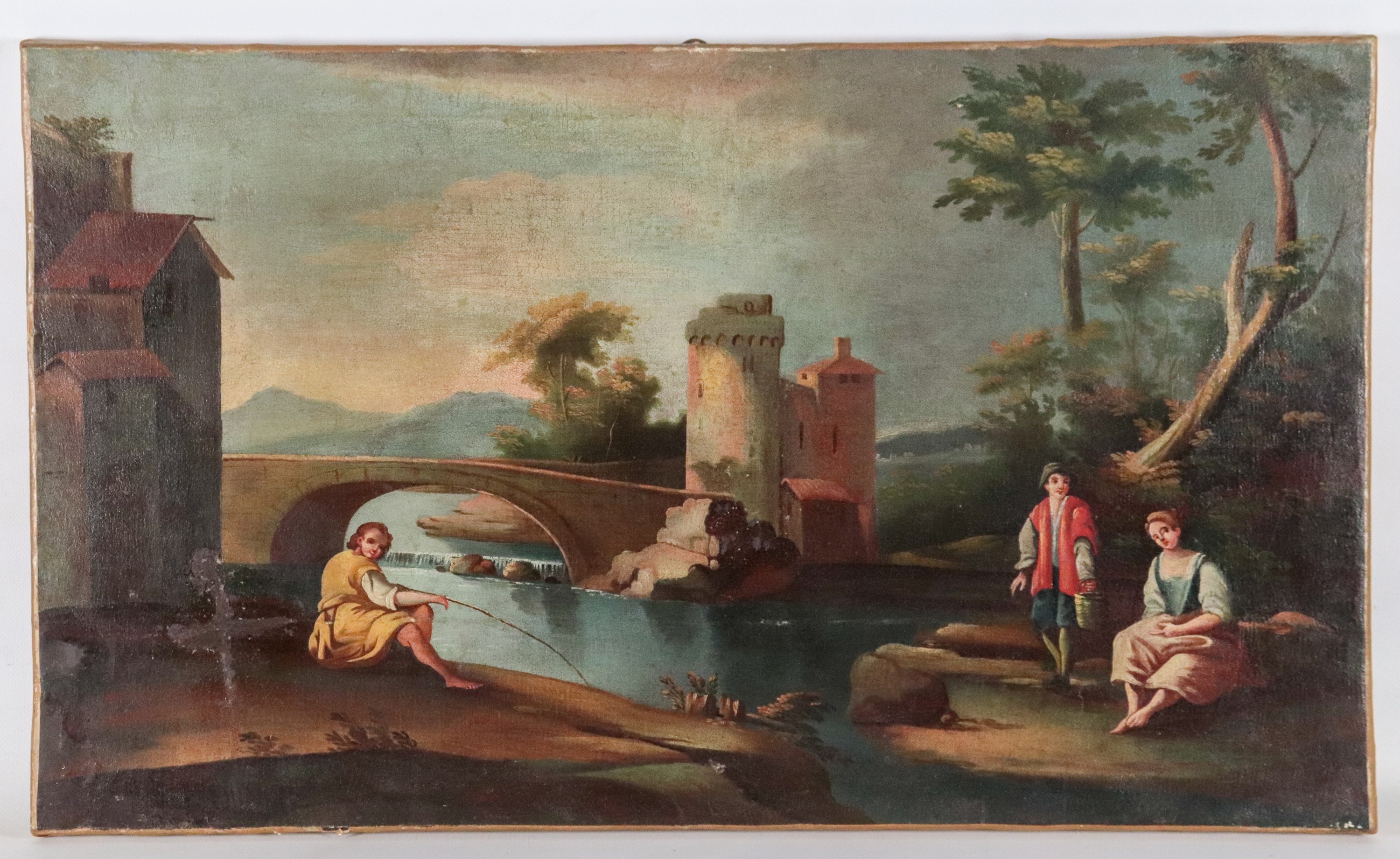 "Paesaggi con contadini, viandanti, ponte e corso d'acqua"