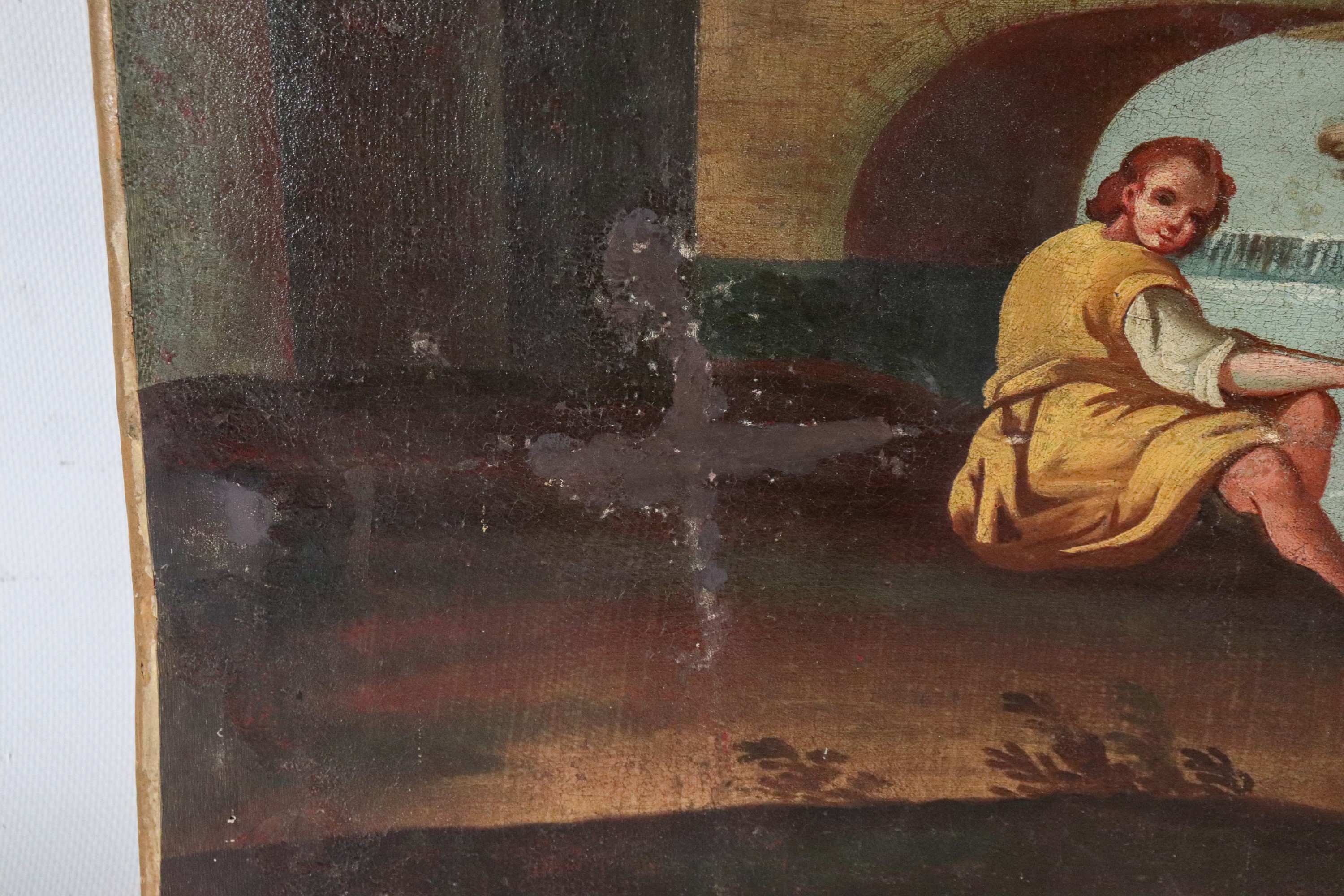 "Paesaggi con contadini, viandanti, ponte e corso d'acqua"