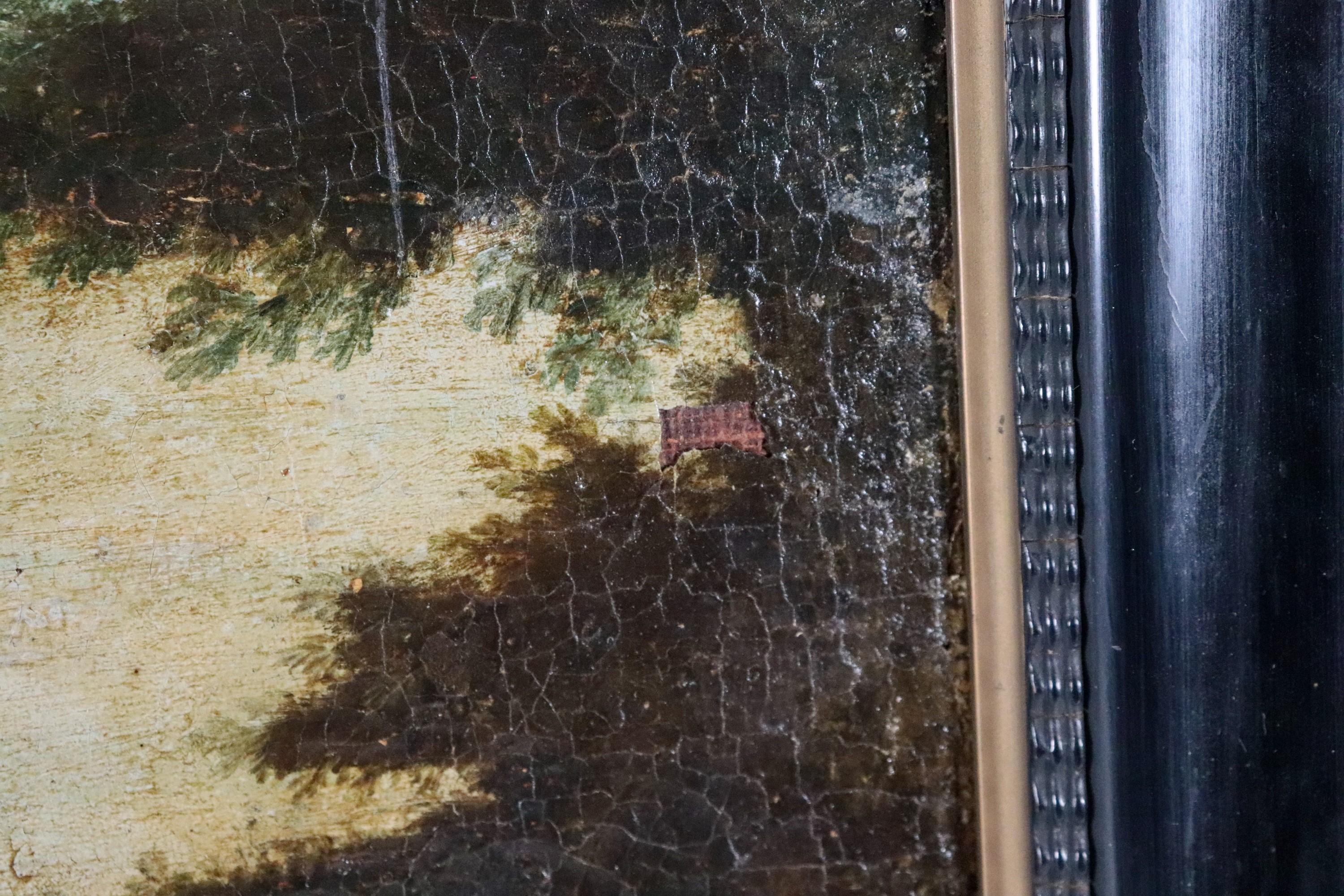 "Paesaggio con contadini e borgo sullo sfondo"
