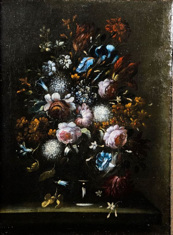 Pittore Fiammingo Fine XVII Secolo - &quot;Still Life with Bouquet of Flowers&quot;