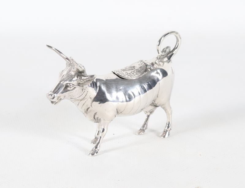Lattiera in argento Sterling titolo 925 a forma di mucca, gr. 110