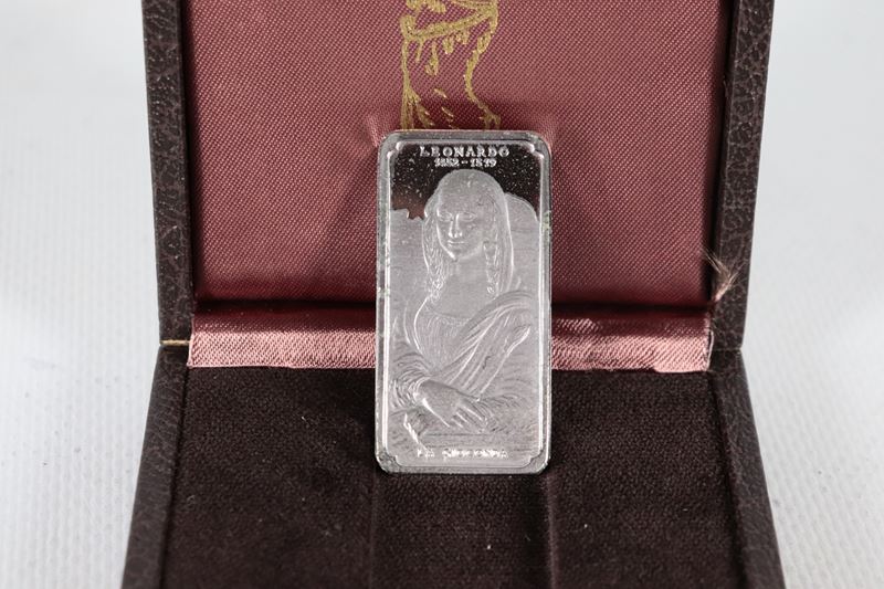Piccolo lingotto in argento titolo 925, gr. 60
