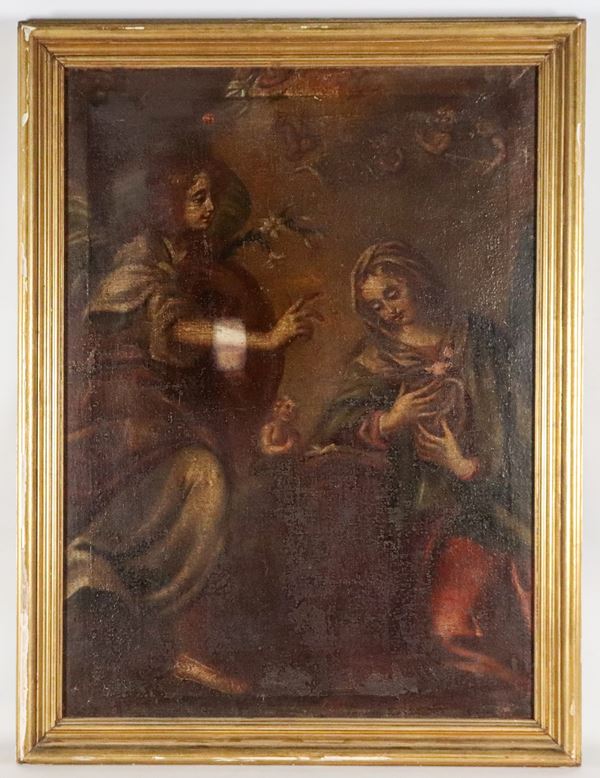 Pittore Emiliano Fine XVII Secolo - "L'Annunciazione"