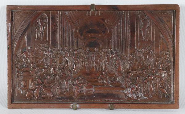 Francesco Puttinati - Att.to. "La Scuola di Atene", antico piccolo bassorilievo in bronzo