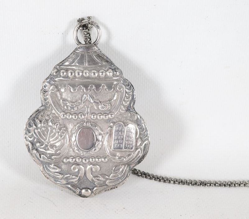 "Shiviti" in argento, ciondolo cerimoniale ebraico per rituali di cultura ebraica, gr. 68