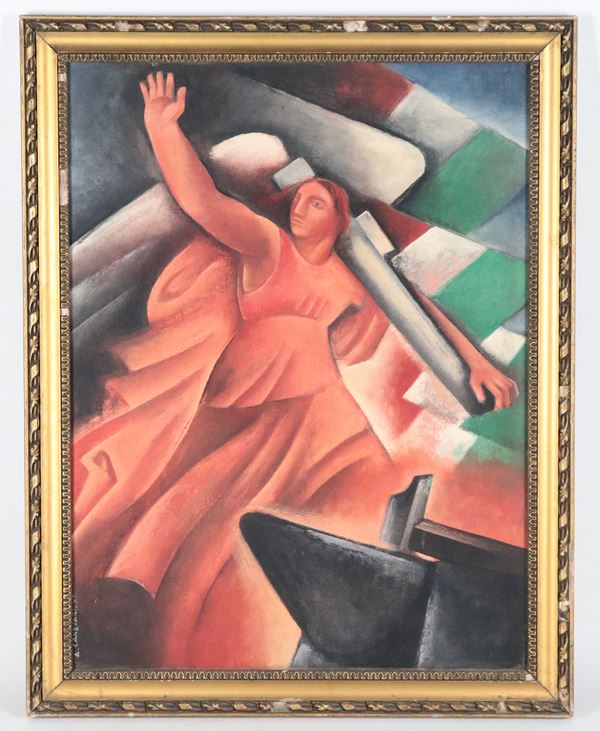 Angelo Canevari - Firmato e datato XI Anno dell'Era Fascista 1932-1933. "Musa incinta"