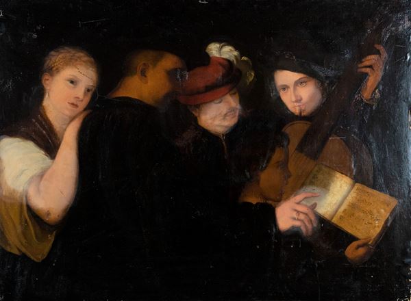 Pittore Italiano Fine XVII Secolo - "Il musico ed il canto del fanciullo"