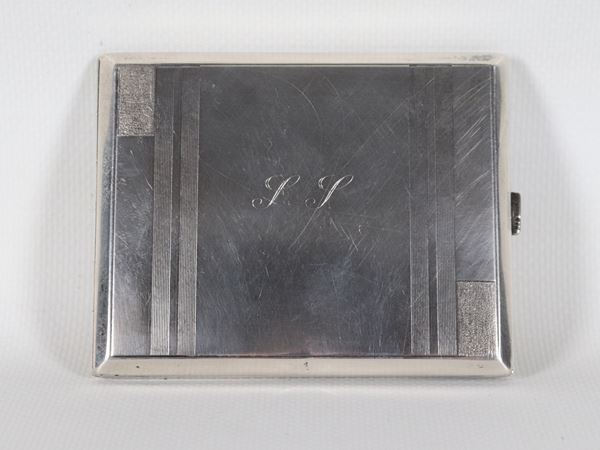 Silver cigarette case with engraved monogram, 108g
