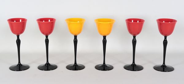 Set of six Bohemian "Tango" Art Deco glasses