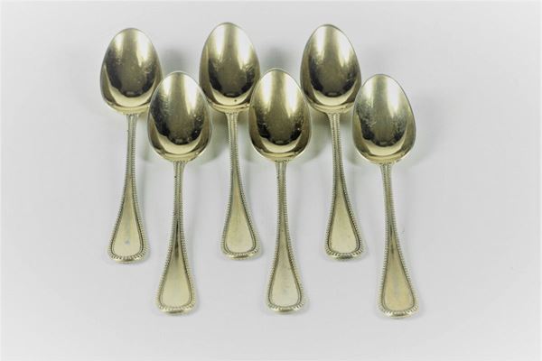 Six French silver spoons