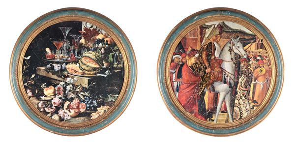 Pittore Europeo Inizio XX Secolo - "Triumph of Saint George" and "Still Life of Fruit and Crockery"