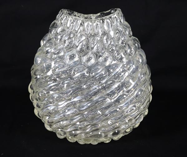 Optical crystal vase from the "Lenti" series, attributed to Flavio Poli for Seguso Vetri dArte