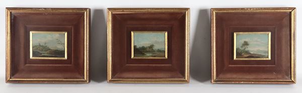 Pittore Macchiaiolo Metà XIX Secolo - "Tuscan Landscapes with Figures"