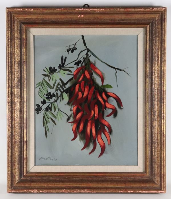 Enotrio Pugliese - Firmato. "Ramoscello d'ulivo e peperoncini"