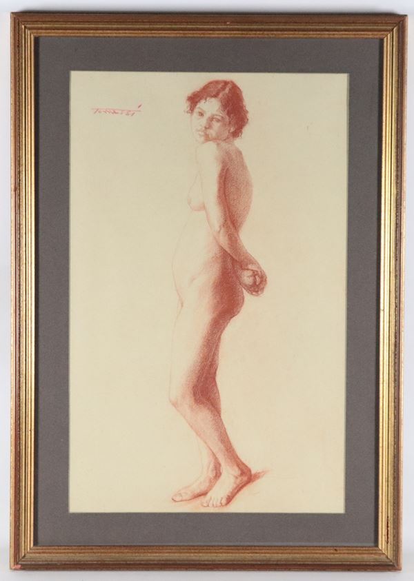 G. Tomassi Attivo XIX Secolo - Firmato. "Nudo di giovane ragazza"