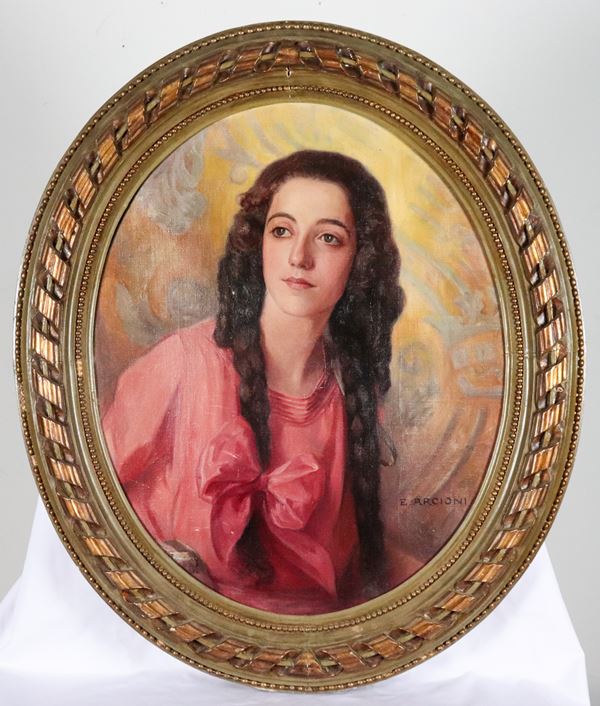 Enrico Arcioni - Firmato. "Ritratto di giovane donna"