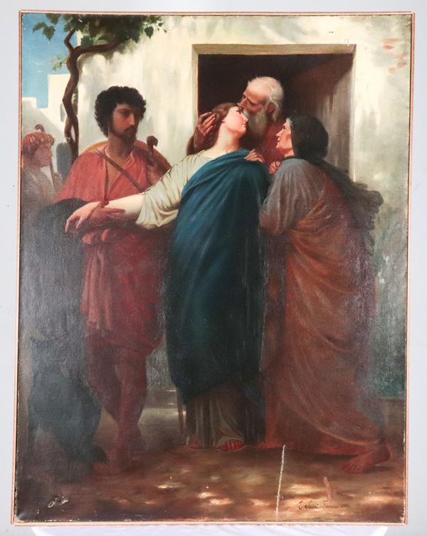 Egisto Sarri - Firmato e iscritto Firenze 1882. "L'Addio"