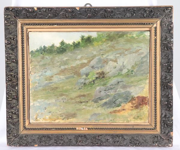 Aurelio Tiratelli - Firmato. "Paesaggio collinare"