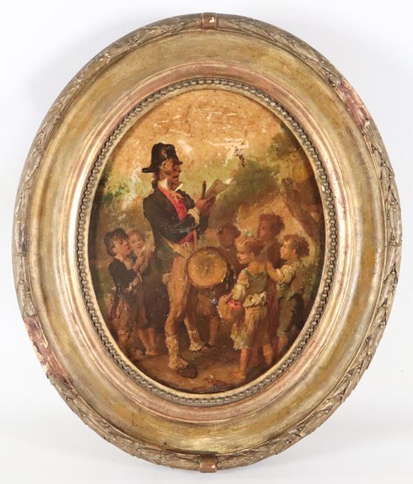 Pittore Italiano XIX Secolo - "Storytellers with Children"