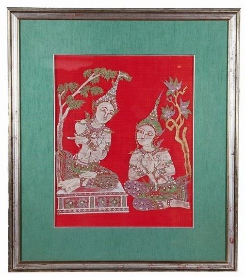 Oriental fabric "Thai dancers"