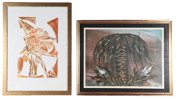 Lot of two color lithographs "Abstract Subjects"