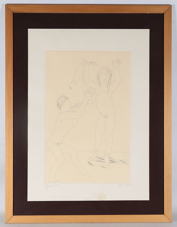 "The Striptease", lithograph on paper