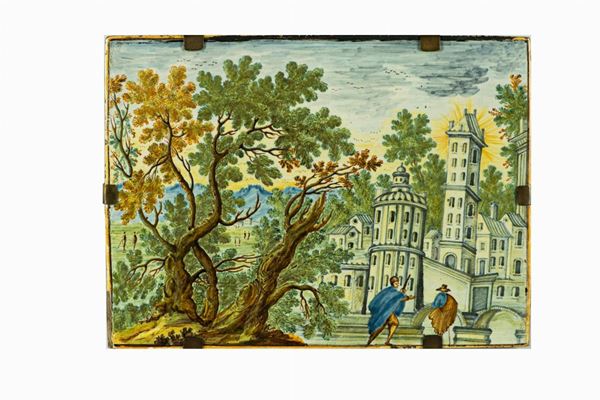 Castelli glazed majolica tile