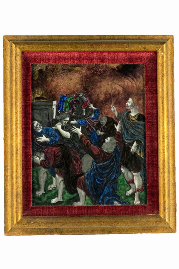 Limoges enamel plaque &quot;Biblical scene&quot;