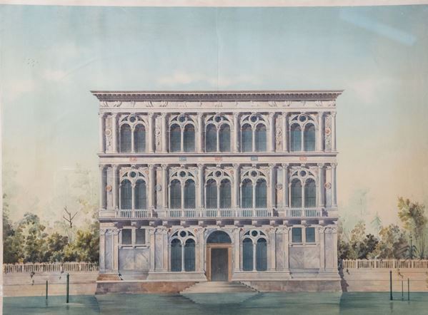 Watercolor &quot;Ancient Venetian Villa on the Brenta&quot;