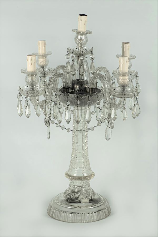 Bohemian crystal candelabra  - Auction Timed Auction - Antiques, Furniture, Paintings from the 17th to the 20th Century, Silver, Various Meissen and Ginori Porcelains, Icons, Bronzes, Miscellaneous - Gelardini Aste Casa d'Aste Roma