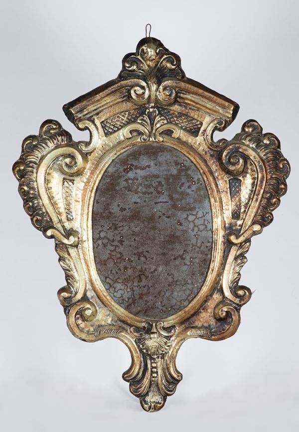 Mirror in silver wood