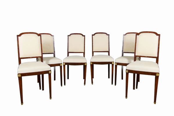 Six French chairs of the Louis XVI line