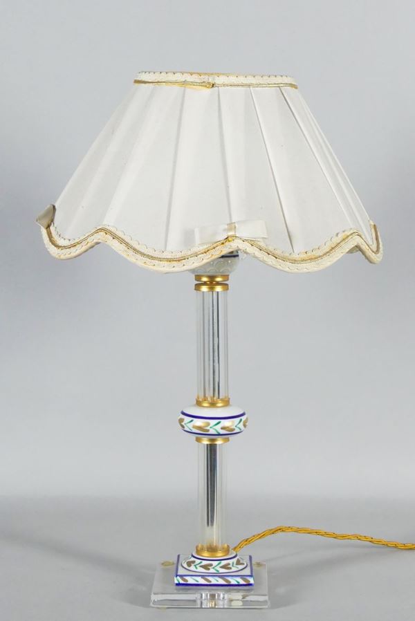 Table lamp in crystal and porcelain