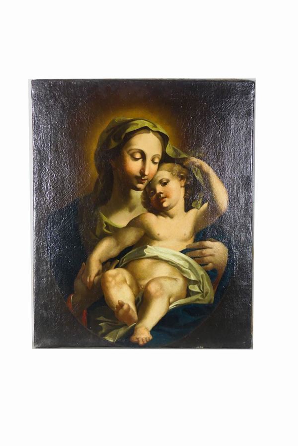 Maestro Napoletano XVII Secolo - &quot;Madonna con Bambino&quot; 