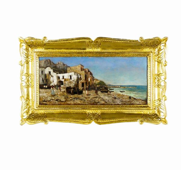Vincenzo Caprile - &quot; Marina Grande a Capri&quot;. Firmato. 