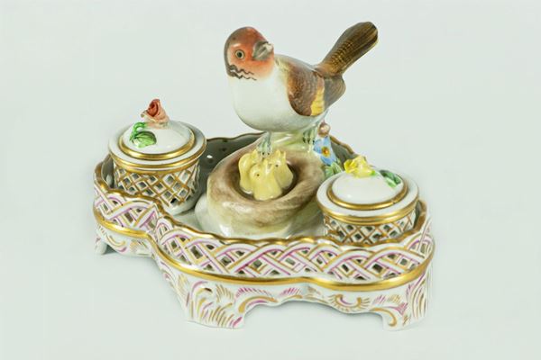 Herend porcelain inkwell