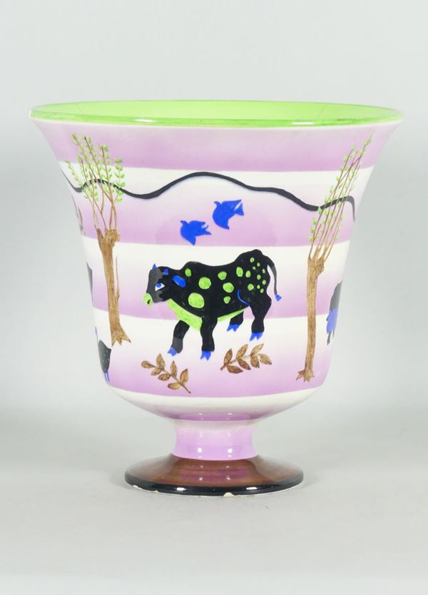 Vaso in ceramica Lenci &quot;Animali al pascolo&quot;