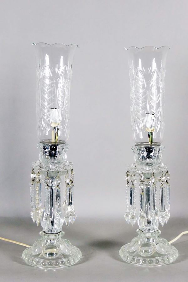 Pair of Bohemian crystal lamps