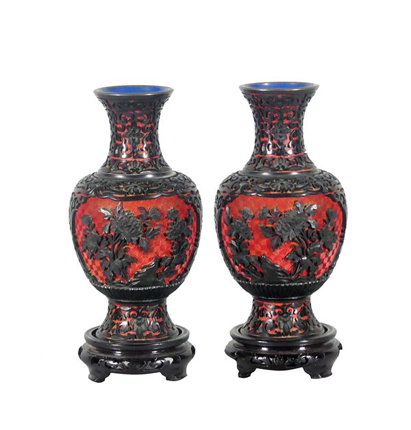 Pair of small Chinese cloisonné enamel vases