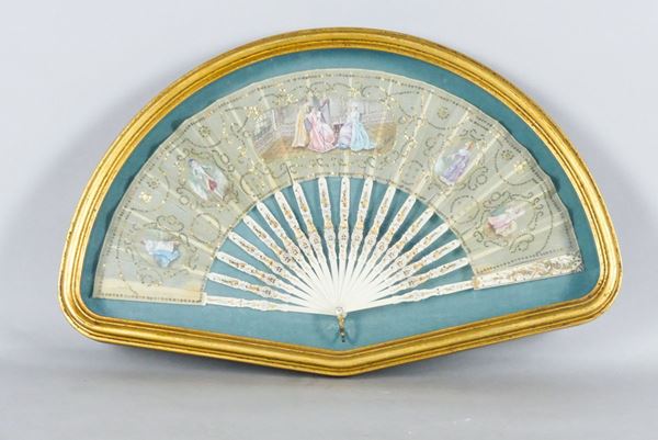 French fan &quot;Interior with harp player&quot;