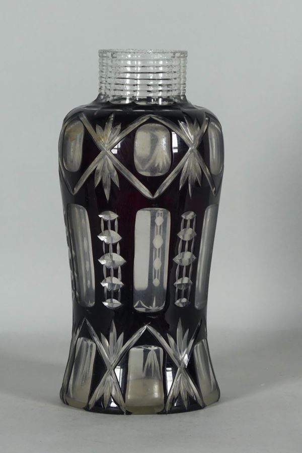 Oxblood Bohemian crystal vase