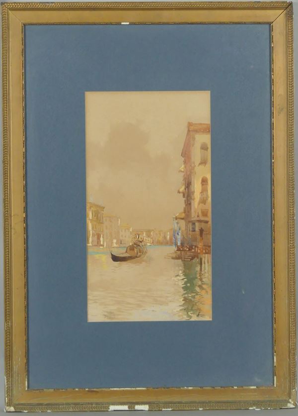 &quot;Scorcio di Venezia con il Canal Grande&quot;. Firmato