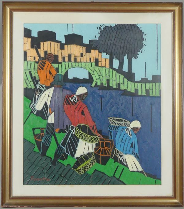 Marcello Piacentini - &quot;Le lavandaie&quot;. Firmato
