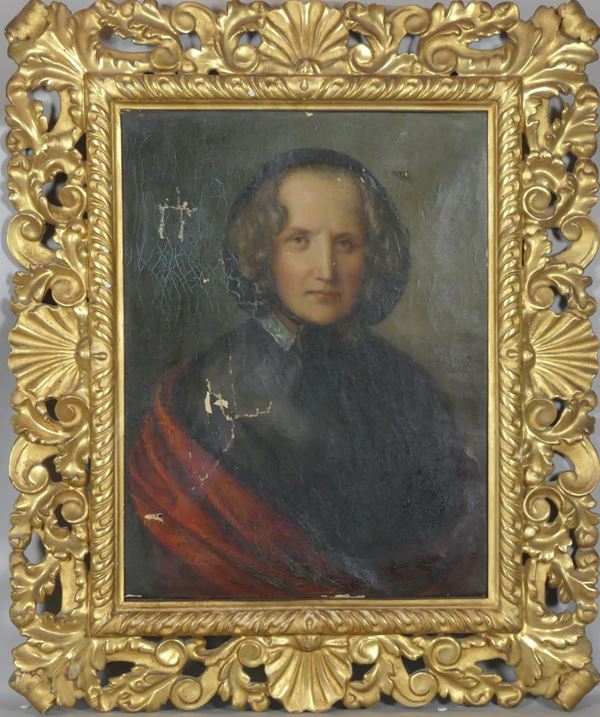 Scuola Italiana Fine XIX Secolo - &quot;Portrait of a noblewoman with bonnet&quot;