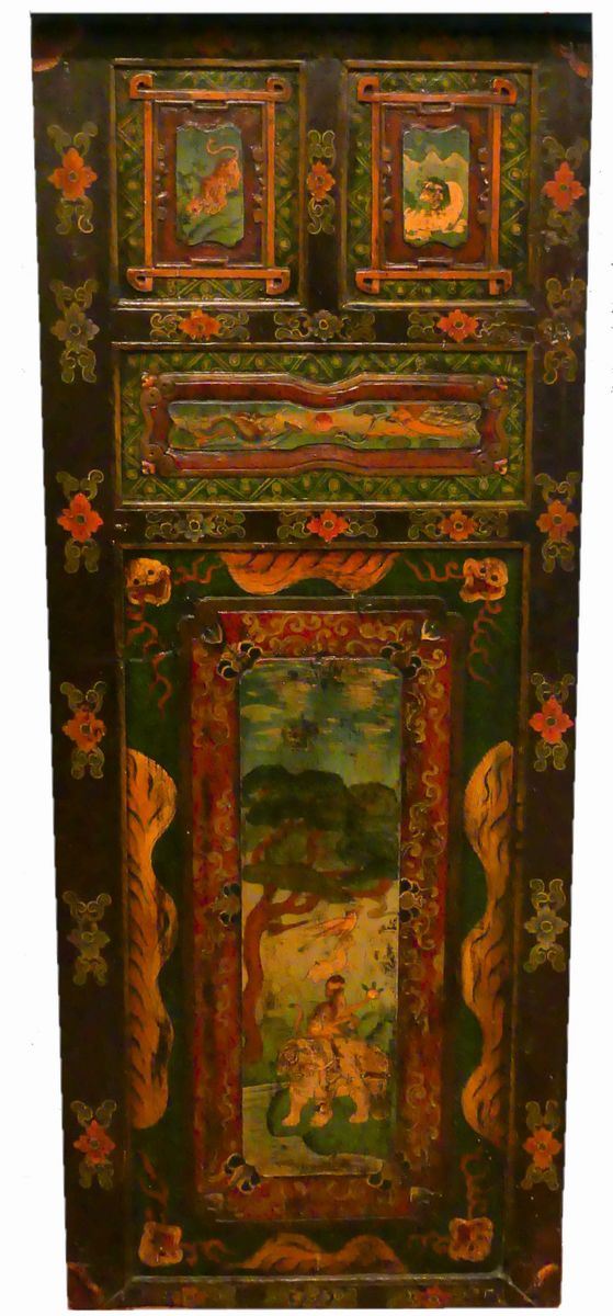 Ancient oriental wooden panel
