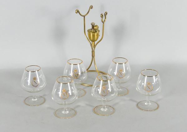 Set di sei bicchieri da cognac in cristallo
