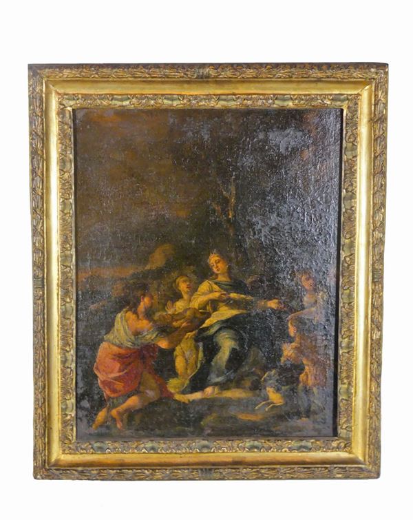 Maestro Napoletano XVII Secolo - &quot;Moses saved from the waters&quot;